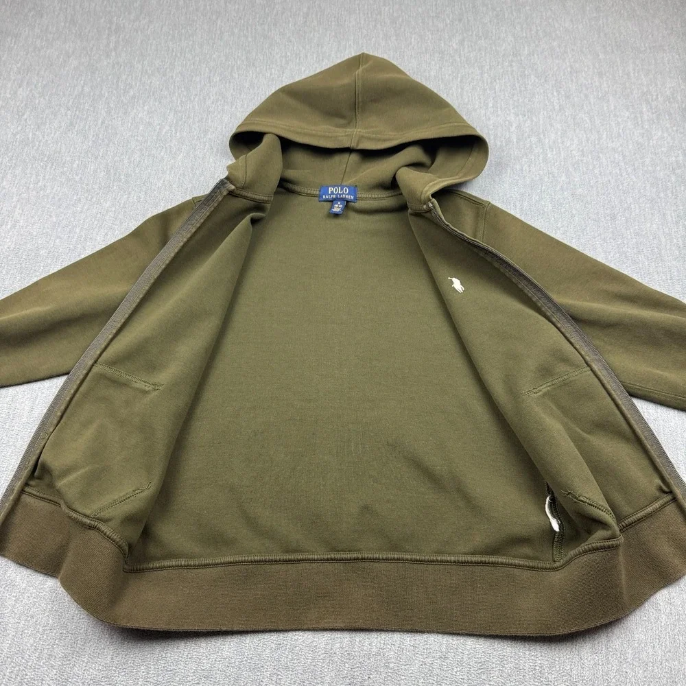 Polo Ralph Lauren Hoodie Kids Medium 10-12‎ Olive Green Full Zip Sweatshirt Pony